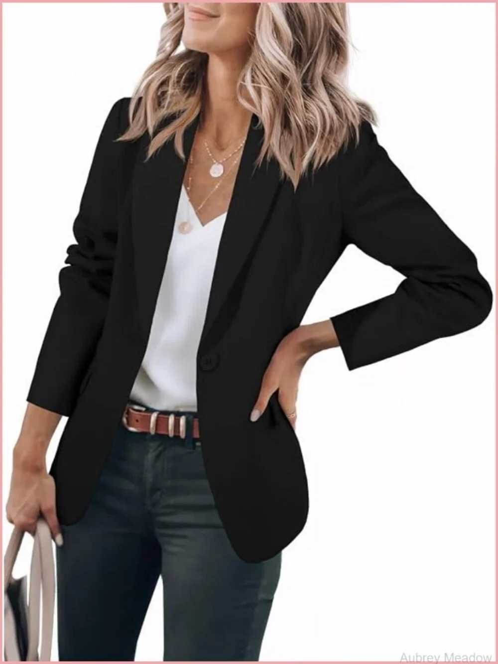 Women's Casual Blazer Open Front Long Sleeve Office Suit Jacket